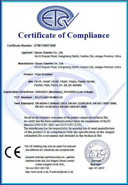 Çin Dycon Cleantec Co.,Ltd Sertifikalar
